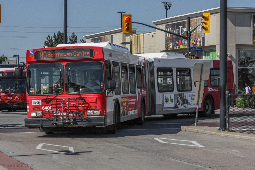 An OC Transpo articulated bus